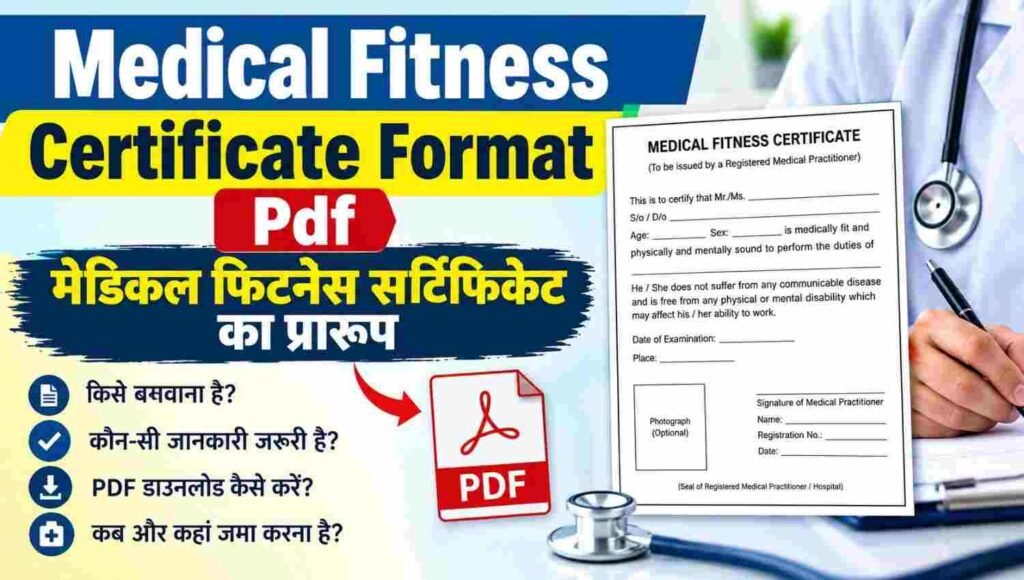 Medical Fitness Certificate Format Pdf | मेडिकल फिटनेस सर्टिफिकेट का प्रारूप 2 Medical Fitness Certificate Format Pdf